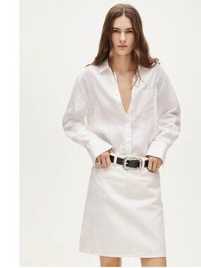 J. Crew Women's 100% Linen White Long Sleeve Button Down Shirt Size Large